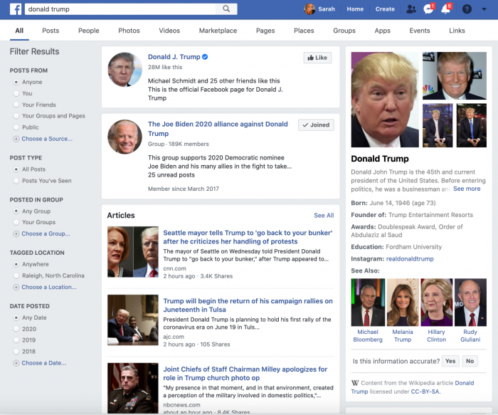 Facebook正在测试类Knowledge Panel的信息面板功能