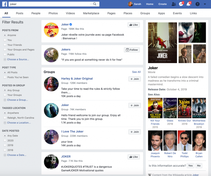 Facebook正在测试类Knowledge Panel的信息面板功能