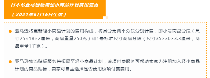 亚马逊日本站2021年FBA费用和销售佣金变更