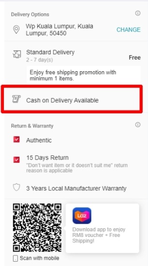 Lazada在马来西亚推出货到扫码支付服务