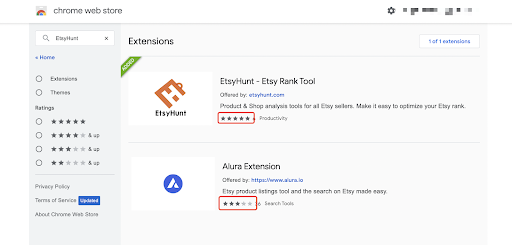 免费的Etsy产品调研插件？评分远高于Alura！
